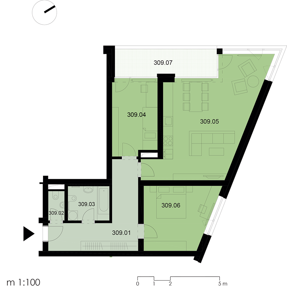 Půdorys bytu 309