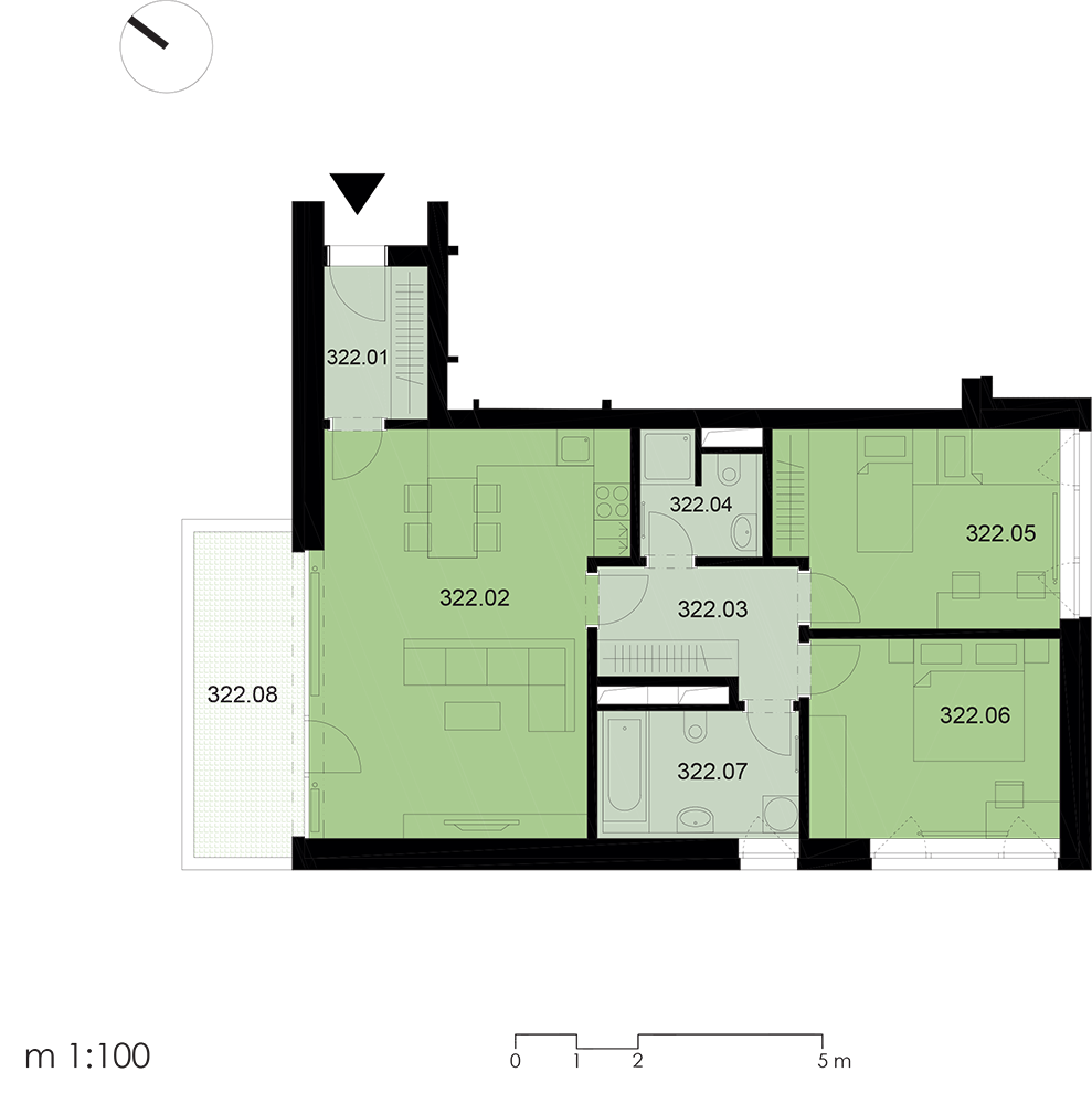 Půdorys bytu 322