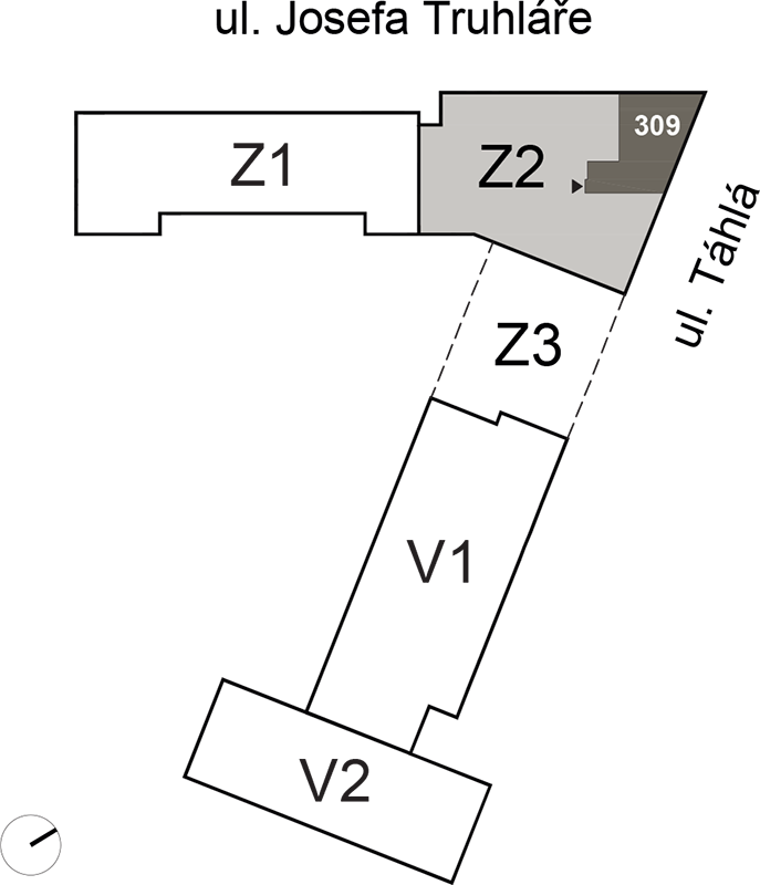 Půdorys podlaží bytu 309