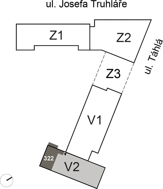 Půdorys podlaží bytu 322